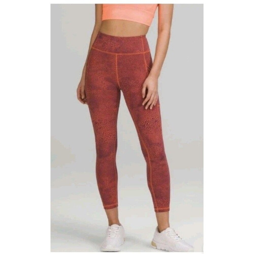 Lululemon Invigorate High-Rise Tight 25" Everlux - Crackle Glaze Orange - Size 4